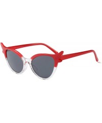 Oval Women Vintage Retro Cat Eye Sunglasses Resin frame Oval Lens Mod Style - Red - CT18DTOZWQH $11.08