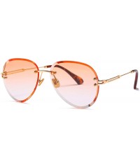Rimless Fashion Men's and Women's Round Resin Lenses Oversized Sunglasses UV400 - Orange - CO18N6RONRG $14.44