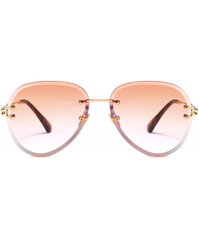 Rimless Fashion Men's and Women's Round Resin Lenses Oversized Sunglasses UV400 - Orange - CO18N6RONRG $14.44