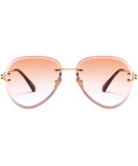 Rimless Fashion Men's and Women's Round Resin Lenses Oversized Sunglasses UV400 - Orange - CO18N6RONRG $14.44