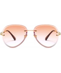 Rimless Fashion Men's and Women's Round Resin Lenses Oversized Sunglasses UV400 - Orange - CO18N6RONRG $14.44