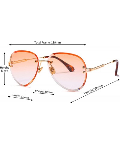 Rimless Fashion Men's and Women's Round Resin Lenses Oversized Sunglasses UV400 - Orange - CO18N6RONRG $14.44