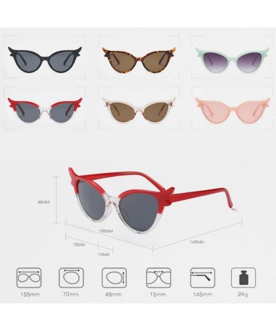 Oval Women Vintage Retro Cat Eye Sunglasses Resin frame Oval Lens Mod Style - Red - CT18DTOZWQH $19.51