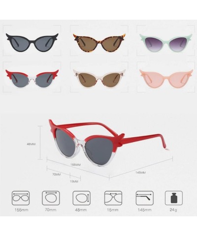 Oval Women Vintage Retro Cat Eye Sunglasses Resin frame Oval Lens Mod Style - Red - CT18DTOZWQH $11.08