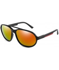 Oversized Vintage Men Polarized Sunglasses Male Pilot Oversized Sun Glasses Driving Shades Eyewear UV400 - Black Blue - C8199...