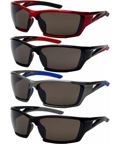 Sport Premium Sports Sunglasses w/Flash Mirror Lens 570087MMT-FM - Black - CG12K07OXJ3 $10.71