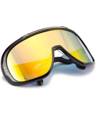 Shield Oversized Super Shield Sunglasses One Piece Mirror Lens Goggles Windproof Glasses Women Men - Multicoloured - C2196M96...