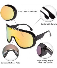 Shield Oversized Super Shield Sunglasses One Piece Mirror Lens Goggles Windproof Glasses Women Men - Multicoloured - C2196M96...