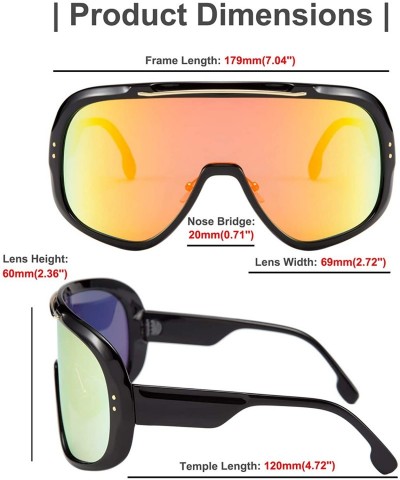 Shield Oversized Super Shield Sunglasses One Piece Mirror Lens Goggles Windproof Glasses Women Men - Multicoloured - C2196M96...