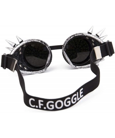 Goggle Vintage Steampunk Goggles Retro Spikes Glasses Rave Cosplay Halloween - Silver5 - CX18HT470YE $12.58