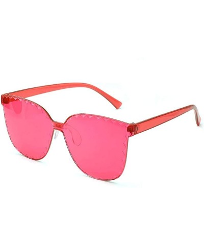 Square New Unisex Fashion Men Women Eyewear Casual Frameless Sunglasses Sunglasses - Rose Red - C71900M4CZ2 $14.26