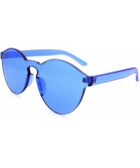Rimless Colorful One Piece Rimless Transparent Sunglasses Women Tinted Candy Colored Glasses - Blue - CH18KKZW3N6 $8.13