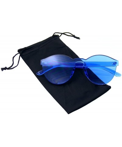 Rimless Colorful One Piece Rimless Transparent Sunglasses Women Tinted Candy Colored Glasses - Blue - CH18KKZW3N6 $8.13