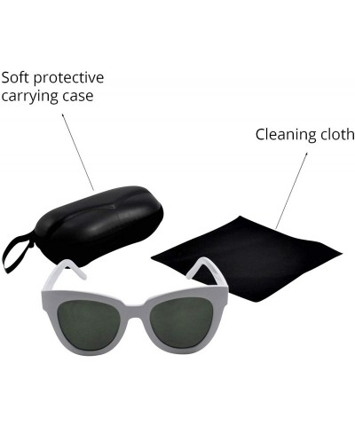 Oversized Sunglasses - 100% UVA & UVB protection - Dana Cateye-white - CL18RDMSCIE $25.47