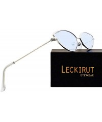 Oversized Fashion Cateye Small Metal Frame Sunglasses for Women UV 400 Protection - Silver Frame Blue Lens - C518REGLMWK $8.33