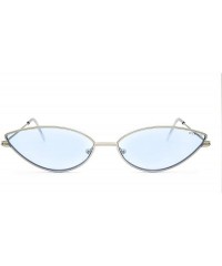 Oversized Fashion Cateye Small Metal Frame Sunglasses for Women UV 400 Protection - Silver Frame Blue Lens - C518REGLMWK $8.33