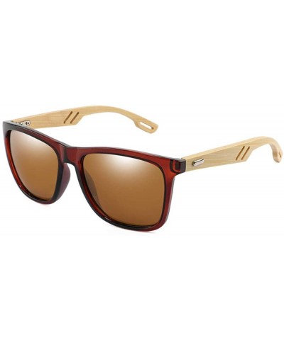 Oversized Bamboo Wood WomenMen Vintage Square Sun Glasses Fashion Coating Mirror Sunglass - 1 - C2190LM62W7 $21.73