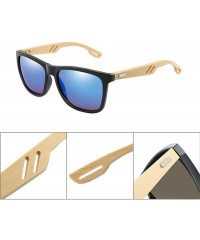 Oversized Bamboo Wood WomenMen Vintage Square Sun Glasses Fashion Coating Mirror Sunglass - 1 - C2190LM62W7 $21.73