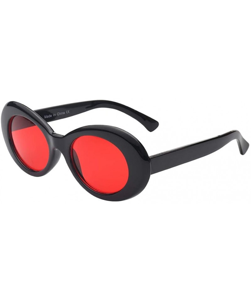 Goggle Women Retro Vintage Fashion Oval Round Clout Goggles Sunglasses - Red - CM18I0I5927 $9.19