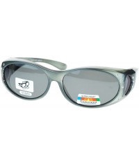 Oval Womens Polarized Fit Over Glasses Sunglasses Oval Rhinestone Frame - Gray - CL1880R2RMT $14.88