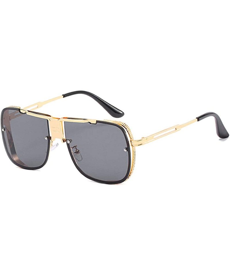 Square Retro Pilot metal square sunglasses for men woman Flight mechanical sunglasses UV400 Protection - 1 - CH19249S4H4 $26.53