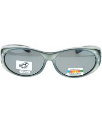 Oval Womens Polarized Fit Over Glasses Sunglasses Oval Rhinestone Frame - Gray - CL1880R2RMT $14.88