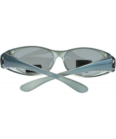 Oval Womens Polarized Fit Over Glasses Sunglasses Oval Rhinestone Frame - Gray - CL1880R2RMT $14.88