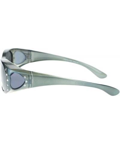 Oval Womens Polarized Fit Over Glasses Sunglasses Oval Rhinestone Frame - Gray - CL1880R2RMT $14.88