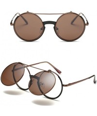 Wayfarer Special Round Mirror Eyeglasses Metal Fashion Sunglasses for Men Women - Brown - CG18G7SX8LW $19.37