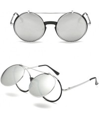 Wayfarer Special Round Mirror Eyeglasses Metal Fashion Sunglasses for Men Women - Brown - CG18G7SX8LW $19.37