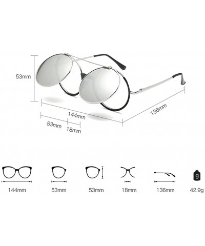 Wayfarer Special Round Mirror Eyeglasses Metal Fashion Sunglasses for Men Women - Brown - CG18G7SX8LW $10.35