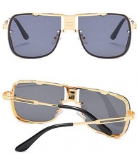 Square Retro Pilot metal square sunglasses for men woman Flight mechanical sunglasses UV400 Protection - 1 - CH19249S4H4 $26.53
