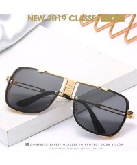 Square Retro Pilot metal square sunglasses for men woman Flight mechanical sunglasses UV400 Protection - 1 - CH19249S4H4 $26.53