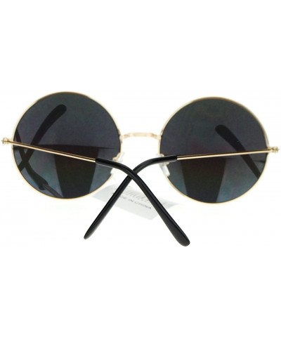 Round Oil Slick Mirror Lens 70s Hippie Round Circle Metal Wire Rim Sunglasses - Gold - CB11YPQWXEN $8.04