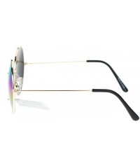 Round Oil Slick Mirror Lens 70s Hippie Round Circle Metal Wire Rim Sunglasses - Gold - CB11YPQWXEN $8.04