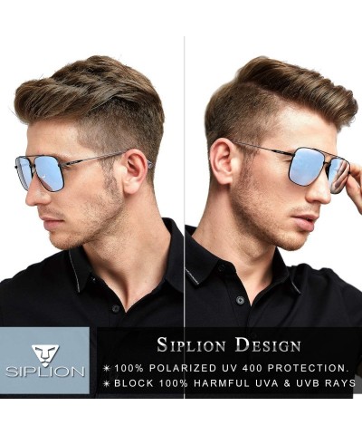 Men's Driving Sunglasses Polarized UV Protection Rectangular Metal sun  glasses - Silver - CJ18R2QHYWK