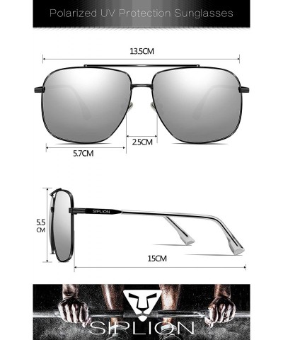 Men's Driving Sunglasses Polarized UV Protection Rectangular Metal sun  glasses - Silver - CJ18R2QHYWK