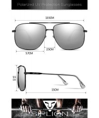 Sport Men's Driving Sunglasses Polarized UV Protection Rectangular Metal sun glasses - Silver - CJ18R2QHYWK $14.33