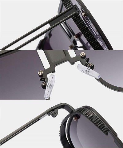 Square Retro Pilot metal square sunglasses for men woman Flight mechanical sunglasses UV400 Protection - 1 - CH19249S4H4 $26.53