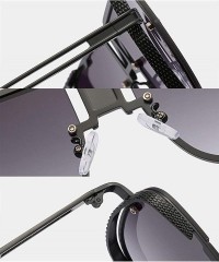Square Retro Pilot metal square sunglasses for men woman Flight mechanical sunglasses UV400 Protection - 1 - CH19249S4H4 $26.53