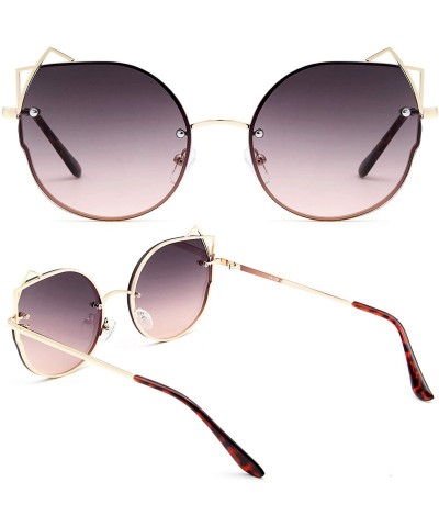 Rimless Retro Cat Eye Small Lenses Sunglasses Slender Metal Frame Ladies Fashion Vintage Triangle Sun Glasses For Women - CO1...