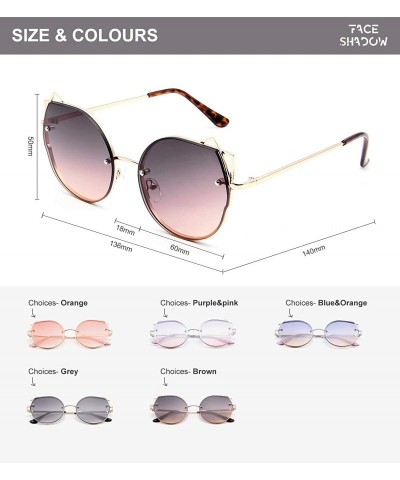 Rimless Retro Cat Eye Small Lenses Sunglasses Slender Metal Frame Ladies Fashion Vintage Triangle Sun Glasses For Women - CO1...