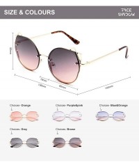 Rimless Retro Cat Eye Small Lenses Sunglasses Slender Metal Frame Ladies Fashion Vintage Triangle Sun Glasses For Women - CO1...