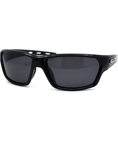 Sport Polarized 90s Sport Warp Rectangle Light Weight Plastic Sunglasses - Black Red Black - CE195ED77OT $23.70