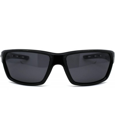 Sport Polarized 90s Sport Warp Rectangle Light Weight Plastic Sunglasses - Black Red Black - CE195ED77OT $10.43