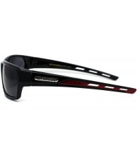 Sport Polarized 90s Sport Warp Rectangle Light Weight Plastic Sunglasses - Black Red Black - CE195ED77OT $10.43