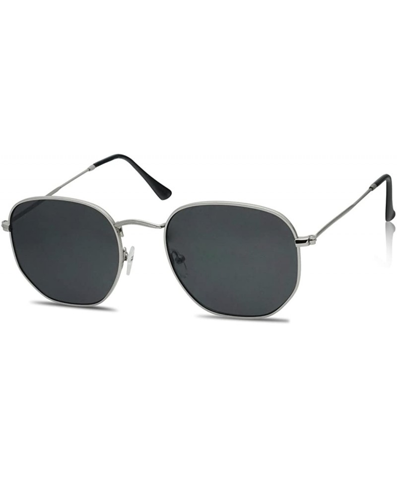 Oval Colorful Classic Vintage Round Flat Lens Lennon Style Sunglasses - Silver - Smoke - CA189U5U2KU $15.43