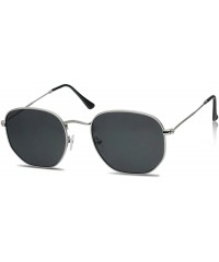 Oval Colorful Classic Vintage Round Flat Lens Lennon Style Sunglasses - Silver - Smoke - CA189U5U2KU $15.43