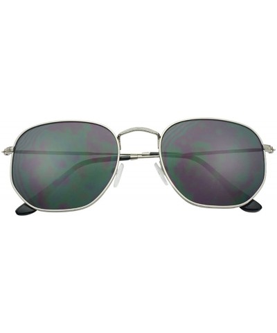 Oval Colorful Classic Vintage Round Flat Lens Lennon Style Sunglasses - Silver - Smoke - CA189U5U2KU $15.43