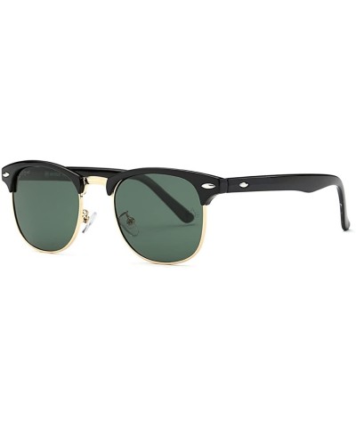 Oversized Polarized Sunglasses For Women And Men Semi Rimless Frame Retro Brand Sun Glasses AE0369 - Glossy Black - CV12NES3M...